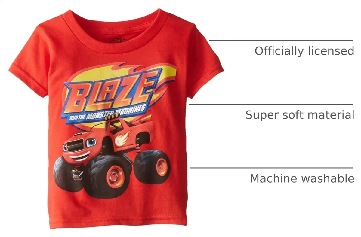Nick Boys Blaze and the Monster Machines 2T Toddler Short Sleeve T-Shirt | Red, Cotton - view 2