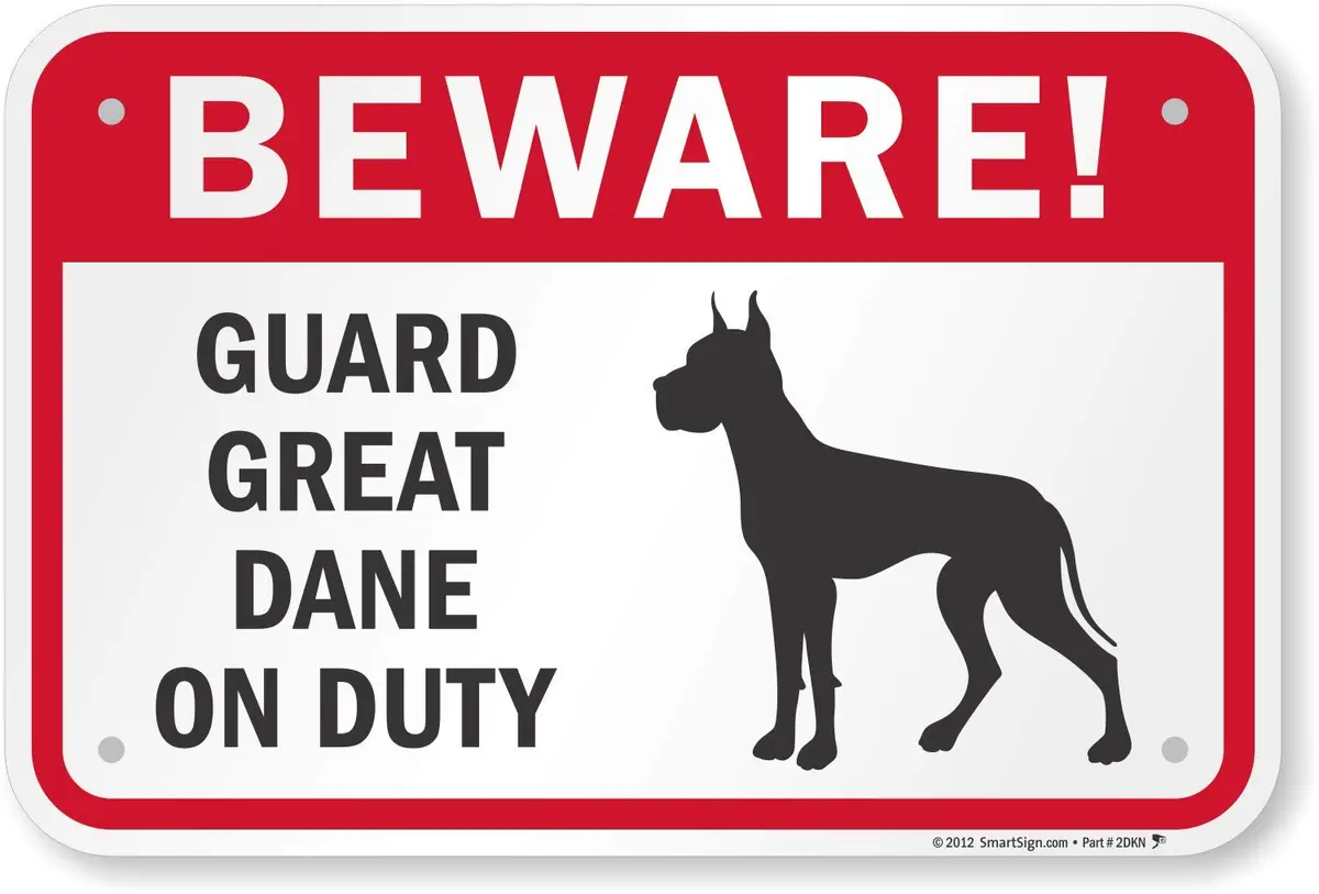 SmartSign Beware! - Guard Great Dane On Duty Sign | 12" x 18" Aluminum | Durable Weatherproof Warning Sign - main product image