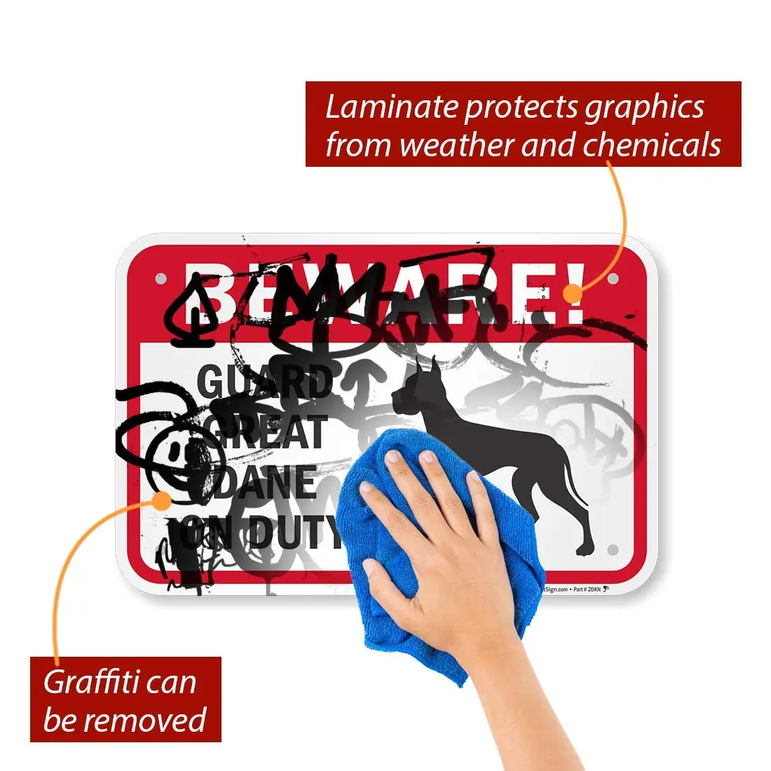 SmartSign Beware! - Guard Great Dane On Duty Sign | 12" x 18" Aluminum | Durable Weatherproof Warning Sign - view 2