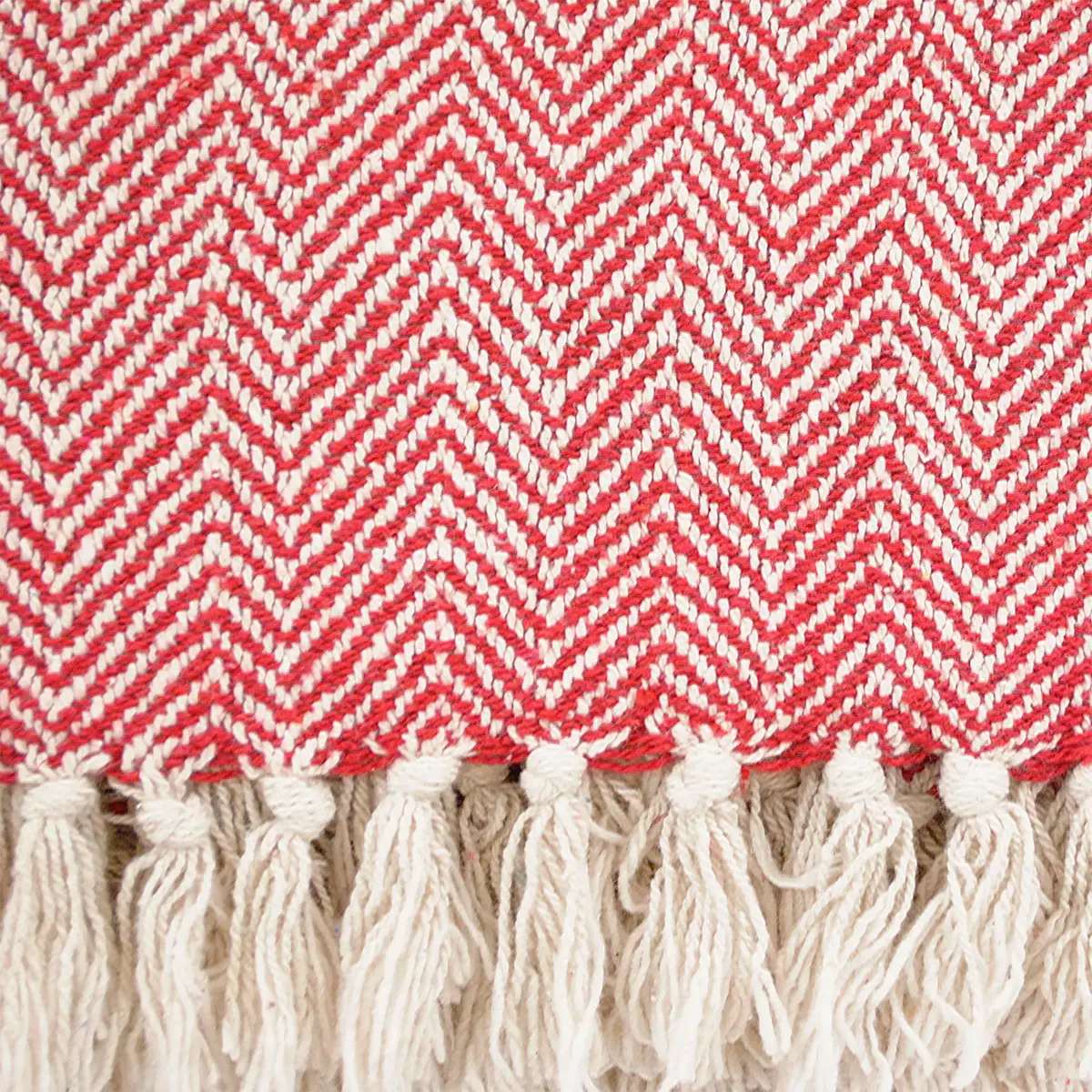 DII Chevron Throw Collection Handloomed Cotton Blanket 127cm x 152cm (50"x60") | Red Cotton Throw for Sofas and Beds - view 2