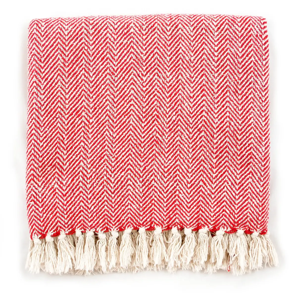 DII Chevron Throw Collection Handloomed Cotton Blanket 127cm x 152cm (50"x60") | Red Cotton Throw for Sofas and Beds - view 3