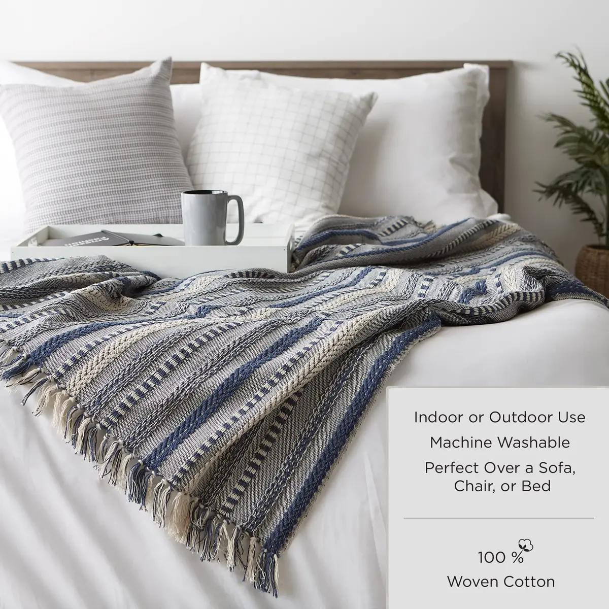 DII Chevron Throw Collection Handloomed Cotton 127x152 cm (50x60 in) | Cozy Accent for Indian Homes - view 6