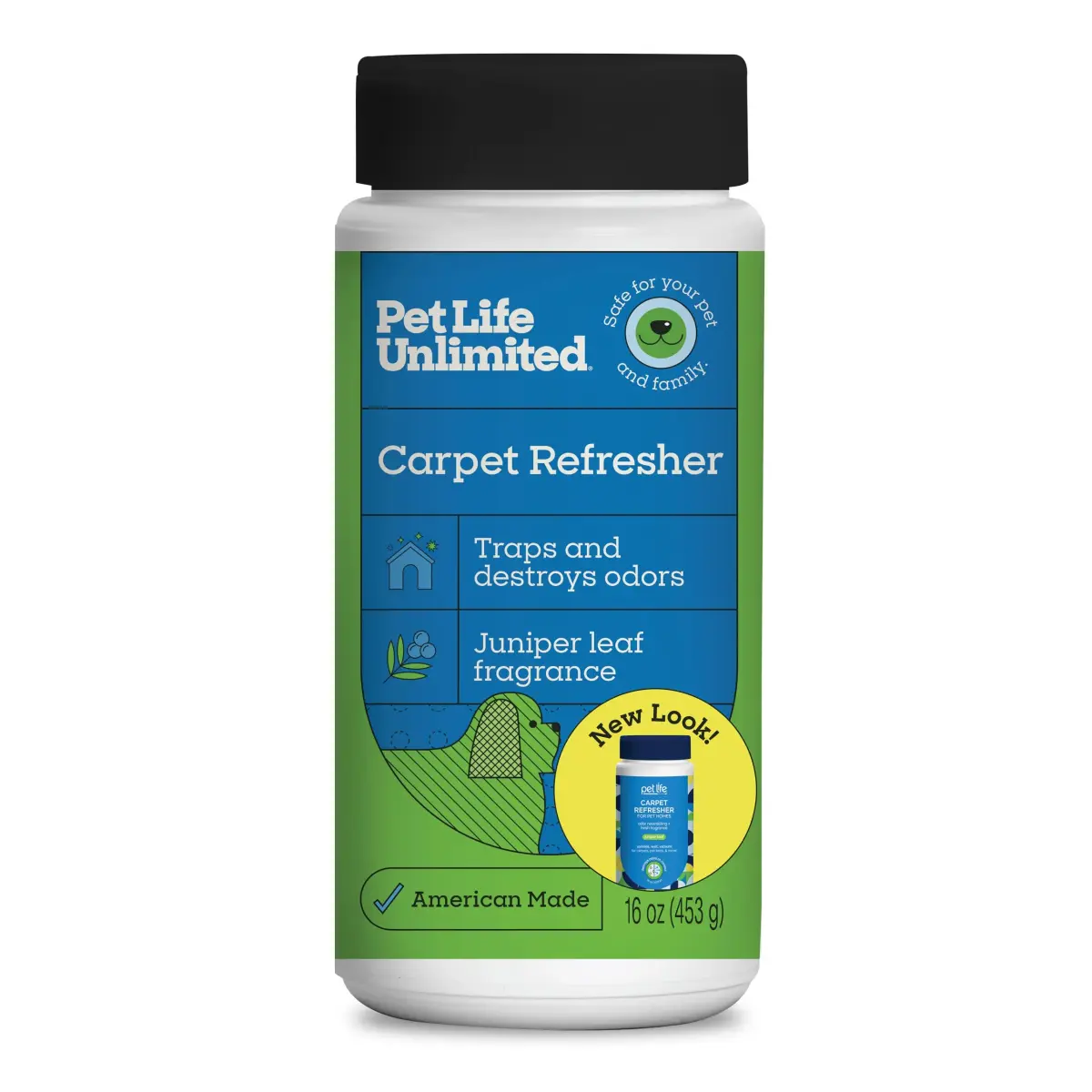 Pet Life Unlimited Carpet Deodorizer Powder 453g (16 oz) | Plant-Based Juniper Leaf Scent - main product image