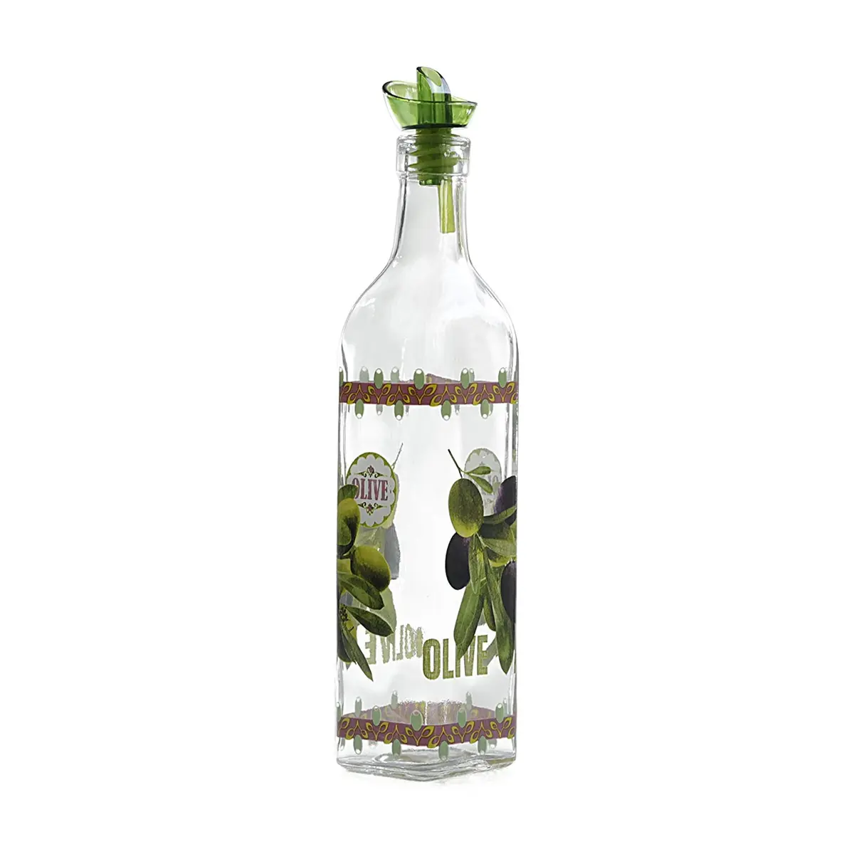 Grant Howard Olive Oil & Vinegar Glass Cruet with Ergo Pourer, 16 oz, Multicolored | Elegant Kitchen Decor & Dispenser - main product image