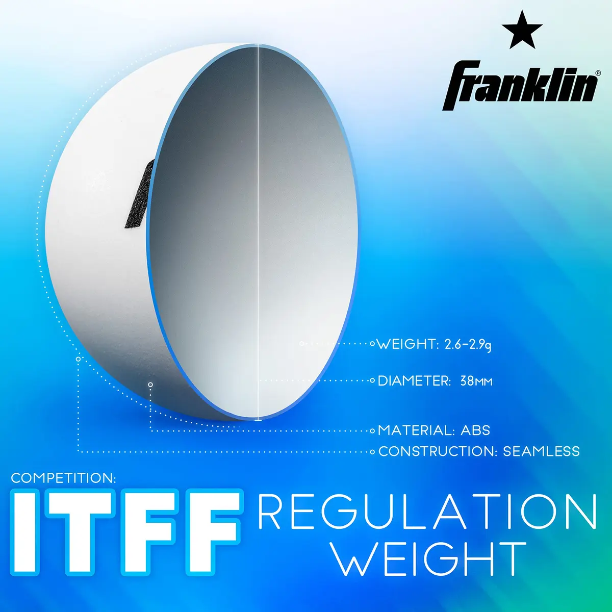Franklin Sports One Star Ping Pong Table Tennis Balls - 38mm 6-Pack White | Official Weight & Size for Consistent Play - view 6