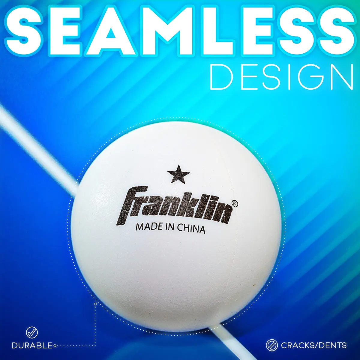 Franklin Sports One Star Ping Pong Table Tennis Balls - 38mm 6-Pack White | Official Weight & Size for Consistent Play - view 2