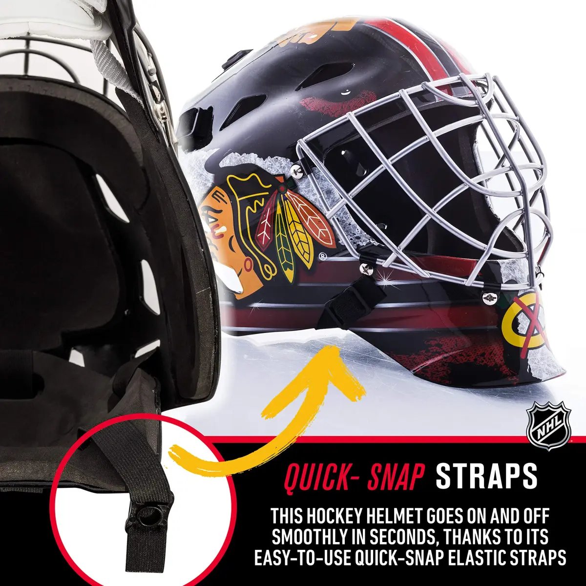 Franklin Sports GFM 1500 Chicago Blackhawks Youth Goalie Face Mask | 0.2 lb (0.09 kg) - view 5