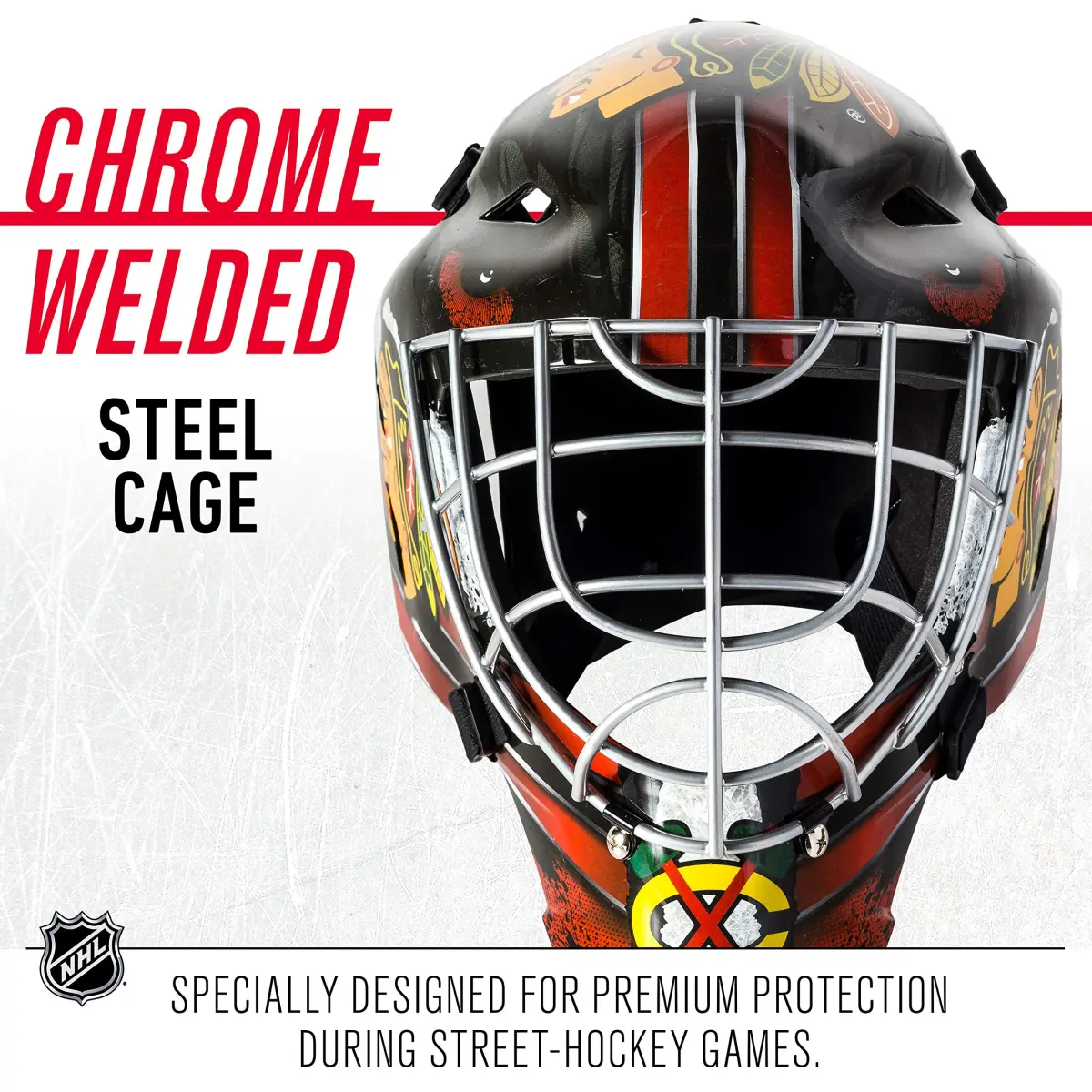Franklin Sports GFM 1500 Chicago Blackhawks Youth Goalie Face Mask | 0.2 lb (0.09 kg) - view 6