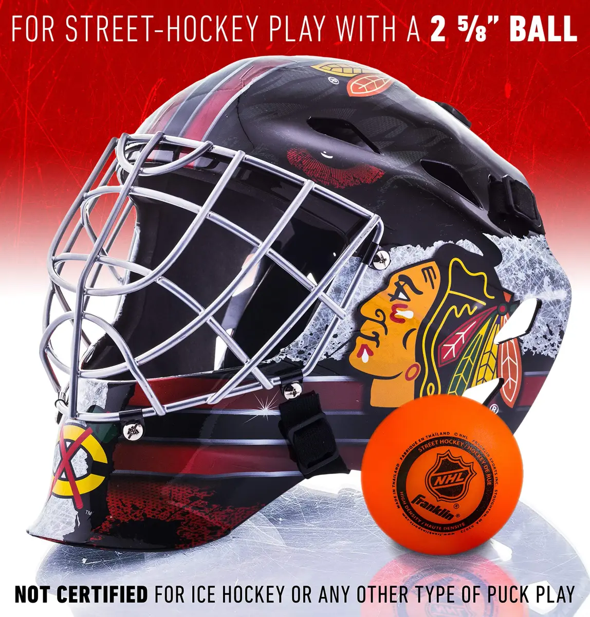 Franklin Sports GFM 1500 Chicago Blackhawks Youth Goalie Face Mask | 0.2 lb (0.09 kg) - view 7