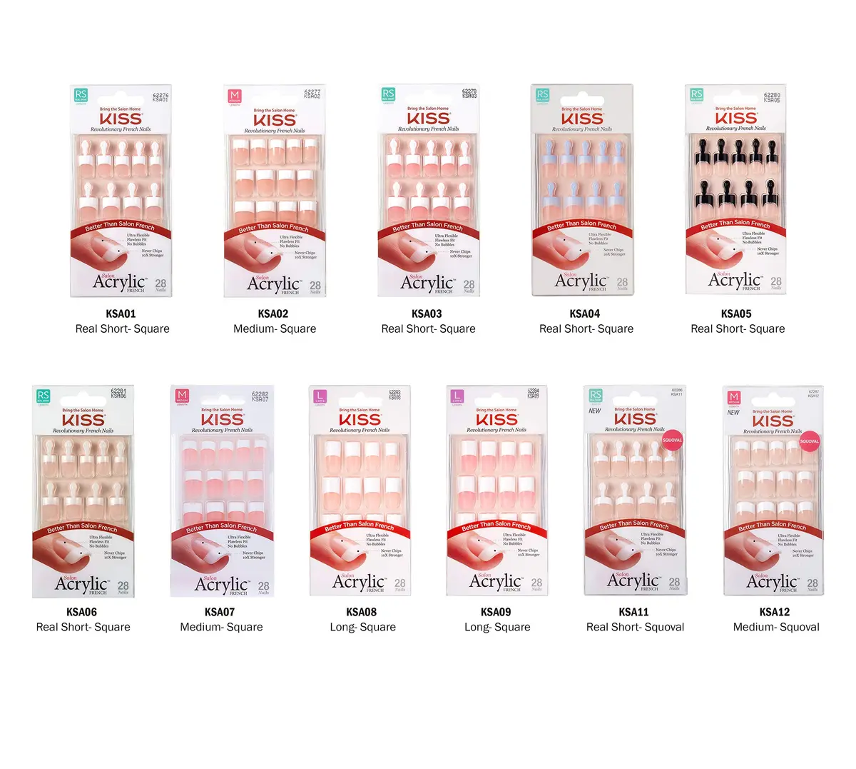 KISS Salon Acrylic French Kit Sure Thing Medium 28 Piece Assortment | Flawless Fit & 10x Stronger - view 4