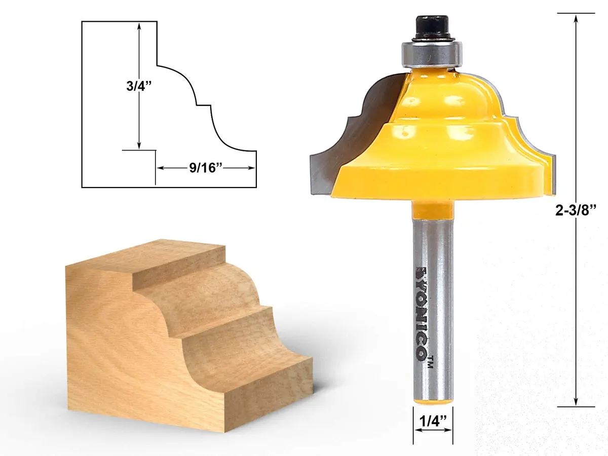 Yonico Router Bits Edge Forming Classical Roman Ogee 9/16-Inch 1/4-Inch Shank | Precision Carbide for Elegant Moldings - view 2