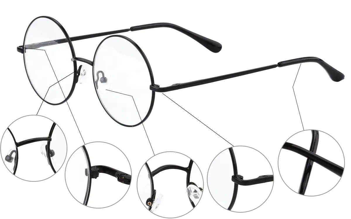 Agstum Retro Round Metal Non-Prescription Eyeglasses Frame with Clear Lens | Small to Large Sizes for Fashion & Costume - view 5
