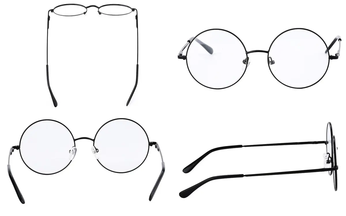 Agstum Retro Round Metal Non-Prescription Eyeglasses Frame with Clear Lens | Small to Large Sizes for Fashion & Costume - view 3