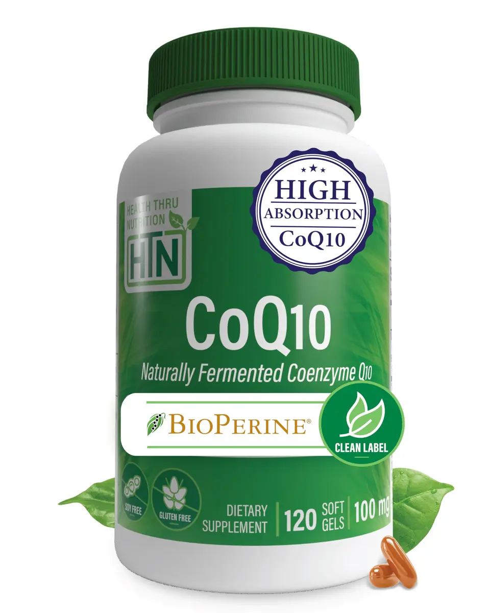 Health Thru Nutrition CoQ-10 100mg with BioPerine 120 Softgels | Heart & Energy Support - main product image