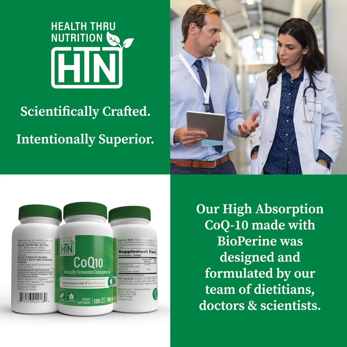 Health Thru Nutrition CoQ-10 100mg with BioPerine 120 Softgels | Heart & Energy Support - view 5