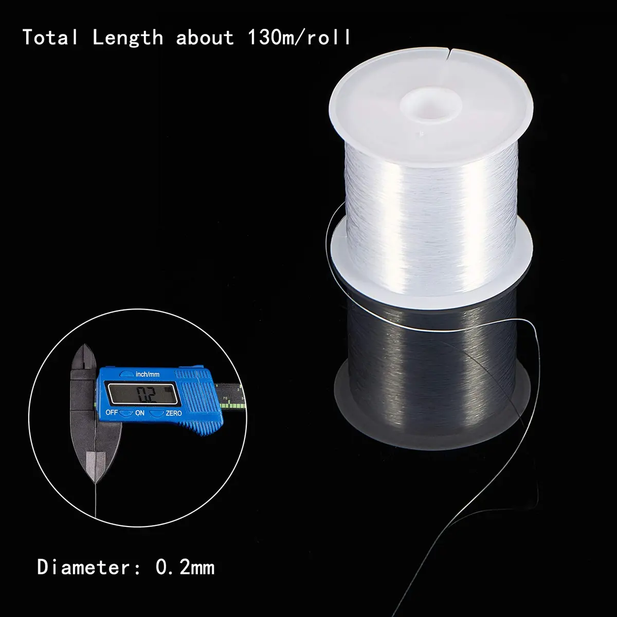PH PandaHall Clear Fishing Line Invisible Nylon Thread 0.2mm (130m / 140 Yards) | Strong & Invisible for Jewelry Making - view 3