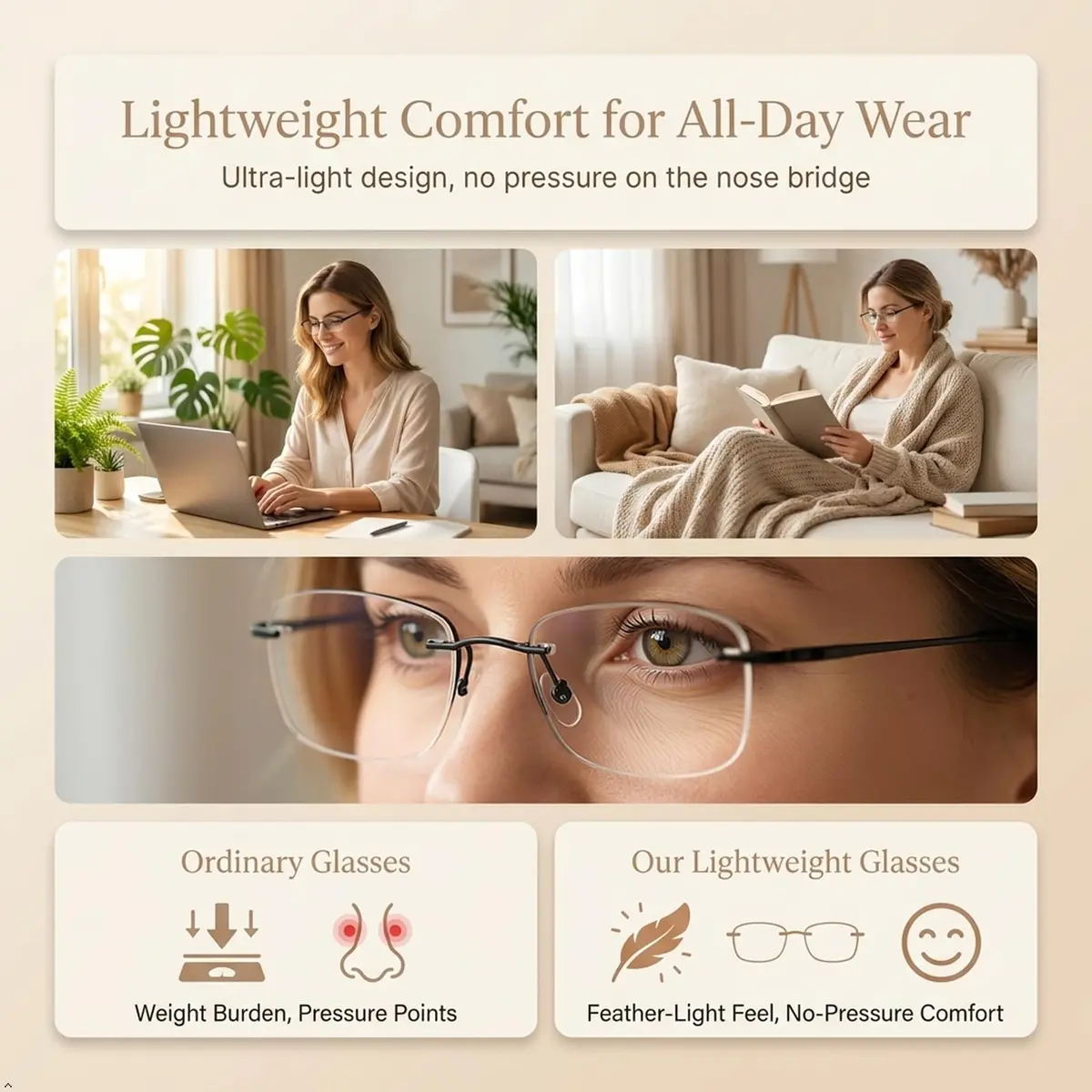 Eyekepper 0.0x Reading Eyeglasses for Men, Oversized Glasses Women, Black | Ultra-Clear Magnified Lenses for Daily Use - view 7