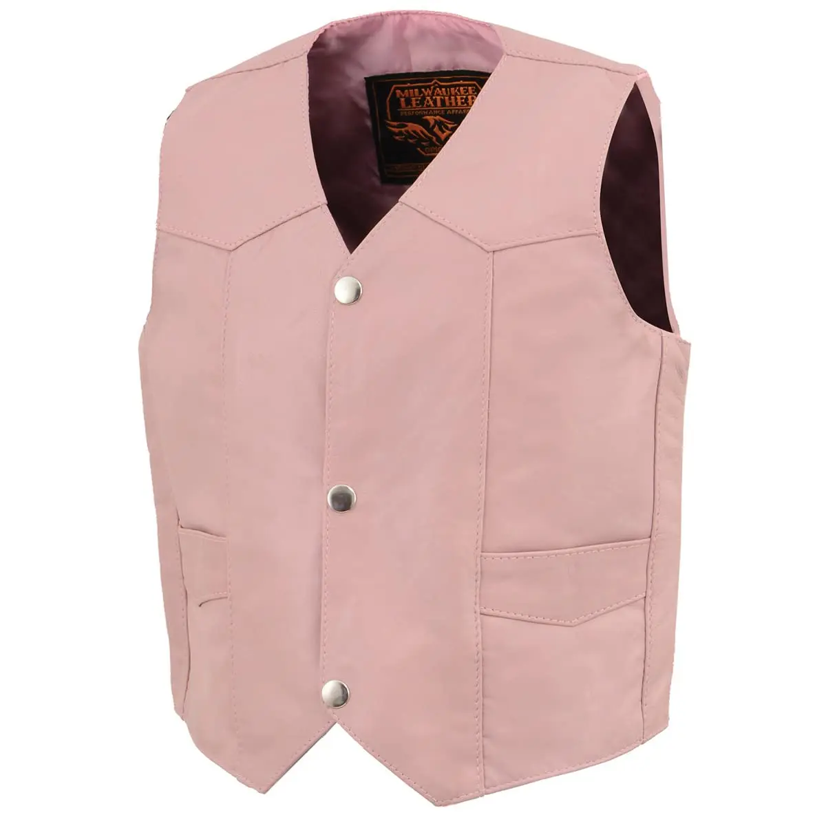 Milwaukee Leather SH2011PINK Girls Pink Leather Vest 2X-Large | Classic Three Snap Design, Fitted Fit, All Seasons - view 5