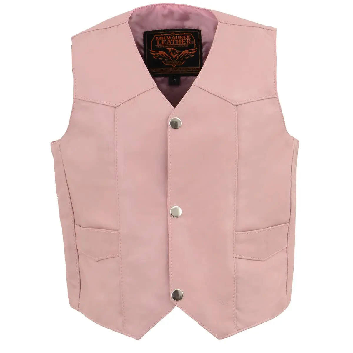 Milwaukee Leather SH2011PINK Girls Pink Leather Vest 2X-Large | Classic Three Snap Design, Fitted Fit, All Seasons - view 6
