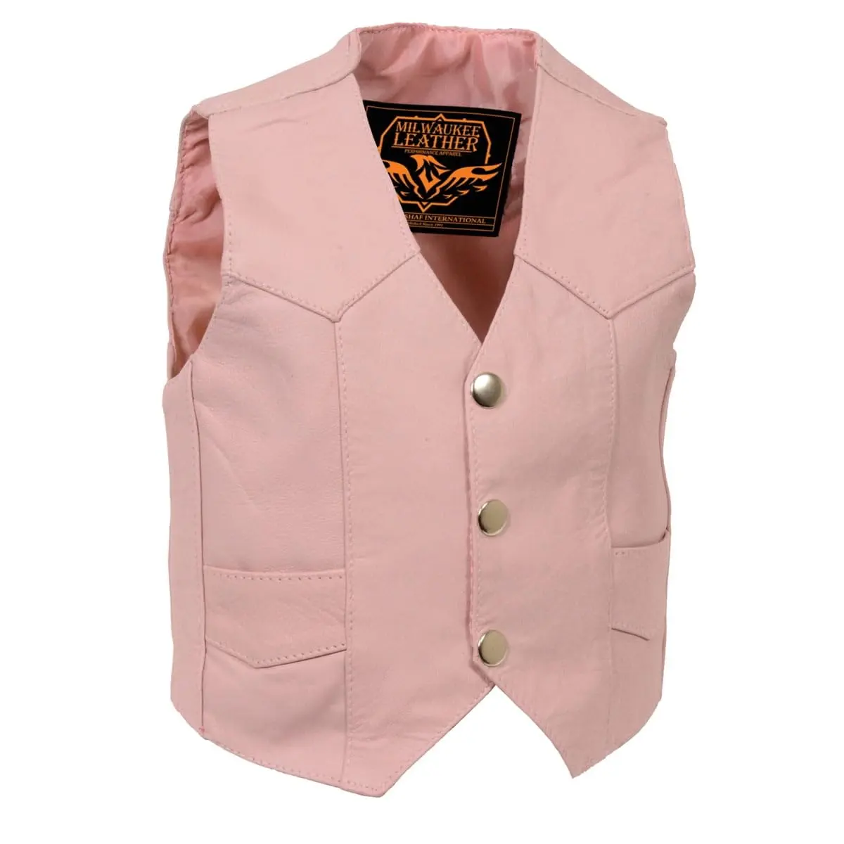 Milwaukee Leather SH2011PINK Girls Pink Leather Vest 2X-Large | Classic Three Snap Design, Fitted Fit, All Seasons - view 7