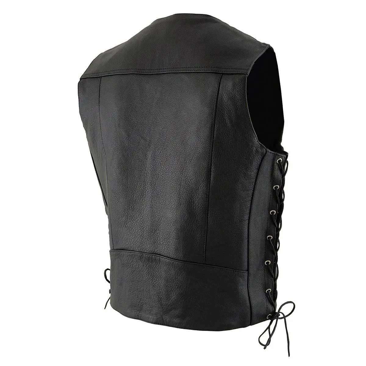 Milwaukee Leather ML1369 Men's Black Premium Leather Side Lace Motorcycle Vest | Buffalo Nickel Snaps Closure - view 6