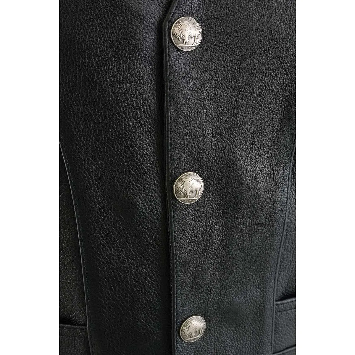 Milwaukee Leather ML1369 Men's Black Premium Leather Side Lace Motorcycle Vest | Buffalo Nickel Snaps Closure - view 8