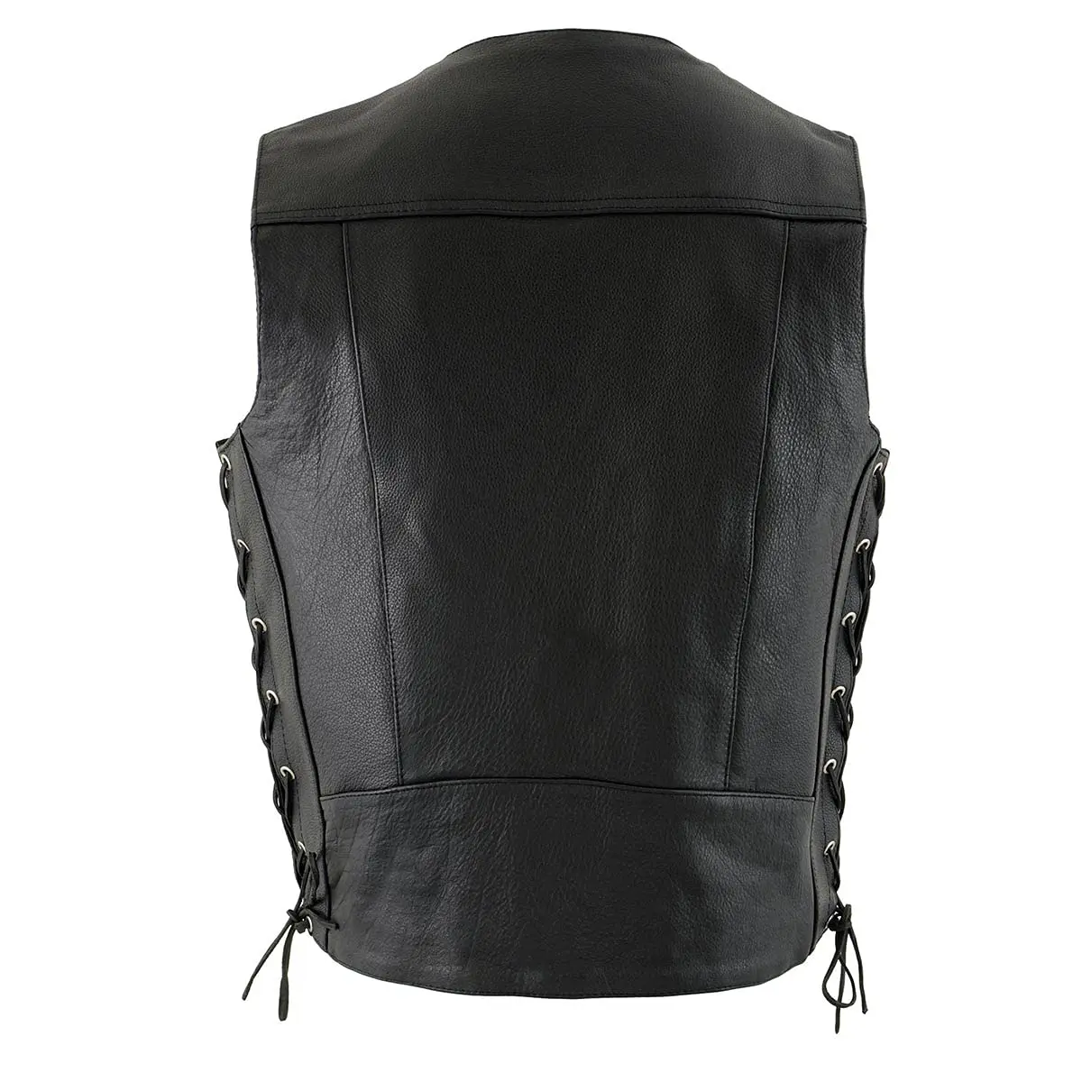 Milwaukee Leather ML1369 Men's Black Premium Leather Side Lace Motorcycle Vest | Buffalo Nickel Snaps Closure - view 3