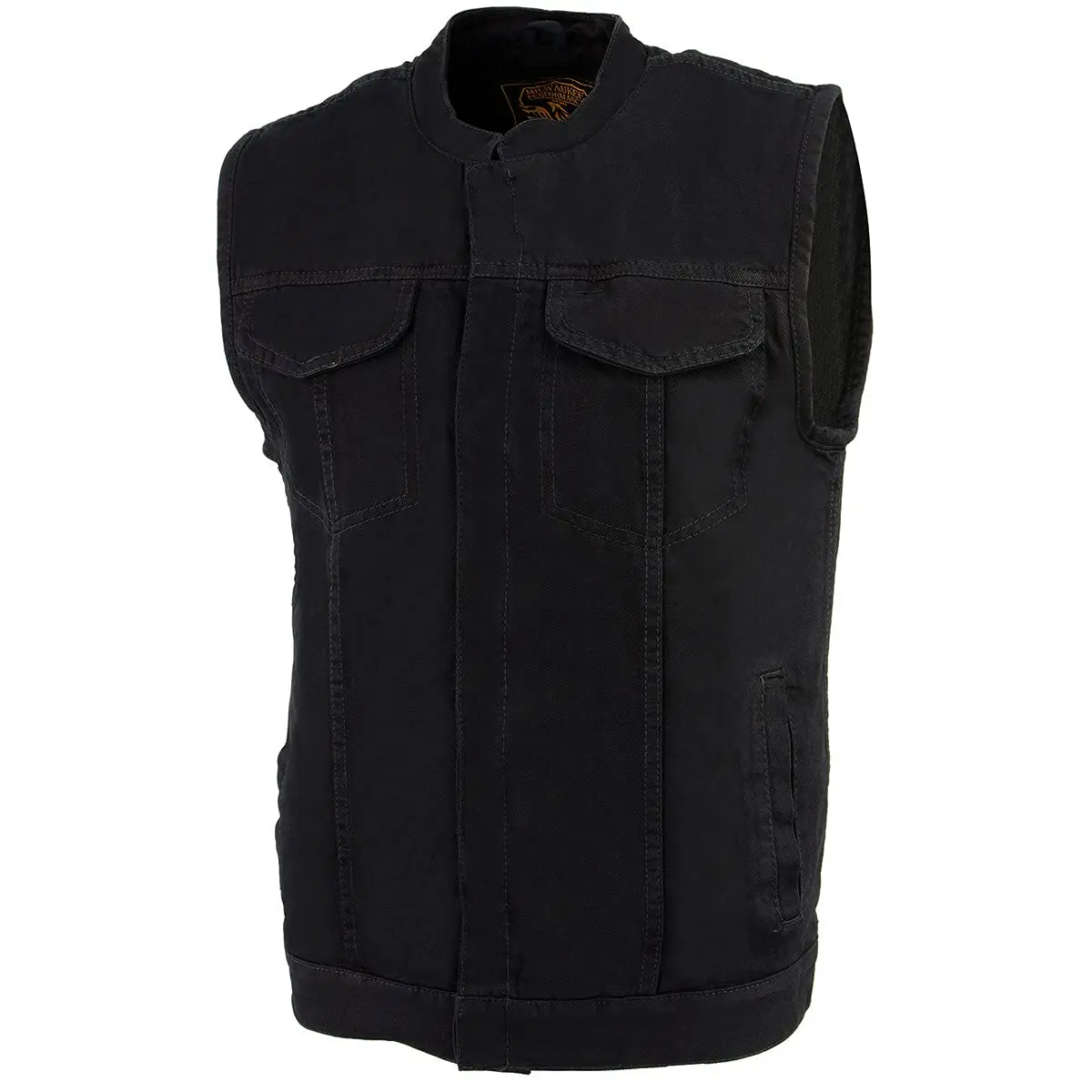 Milwaukee Leather MDM3000 Men's Black Denim Vest | Quick Draw Dual Closure Biker Style - view 5