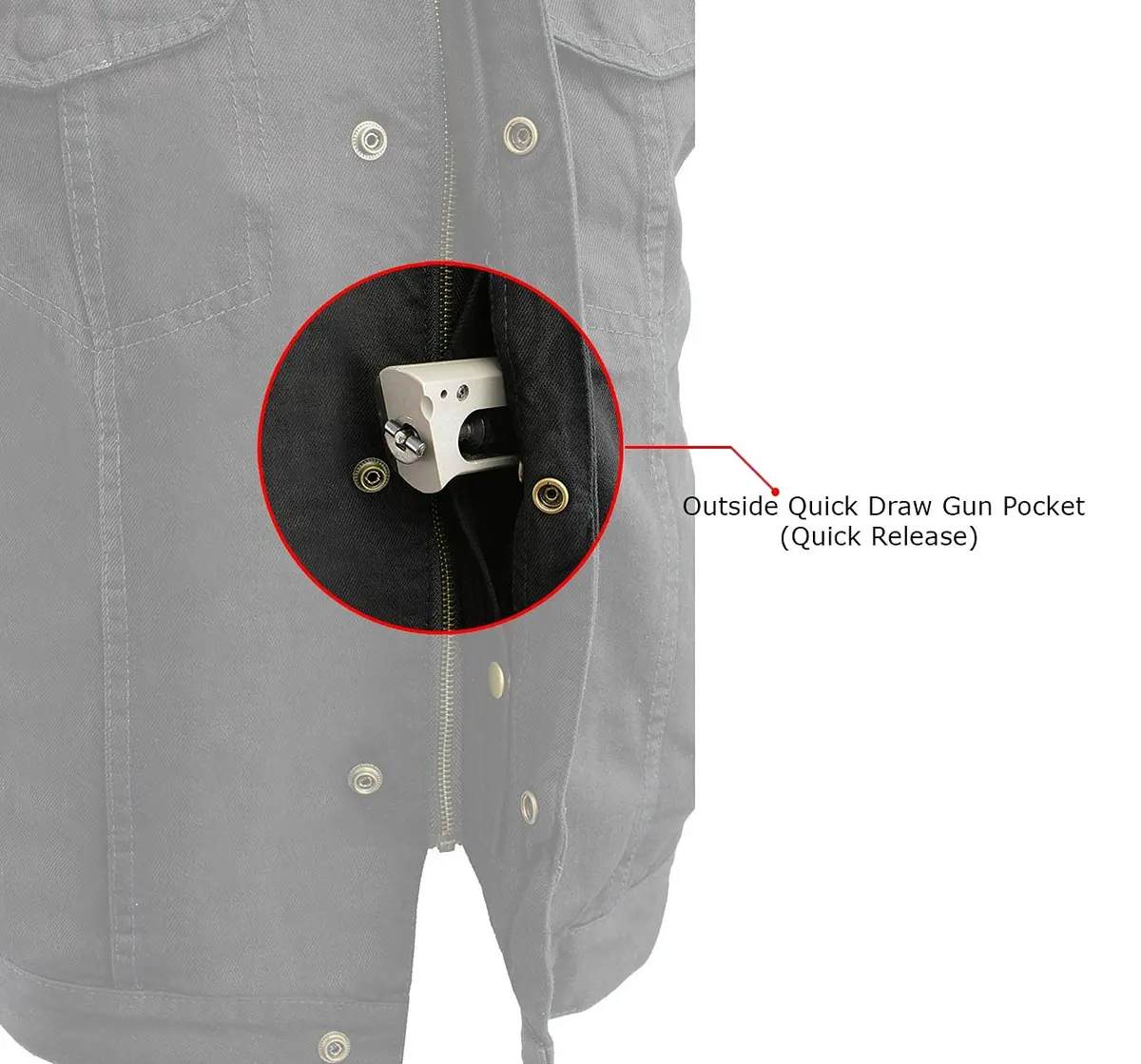 Milwaukee Leather MDM3000 Men's Black Denim Vest | Quick Draw Dual Closure Biker Style - view 3