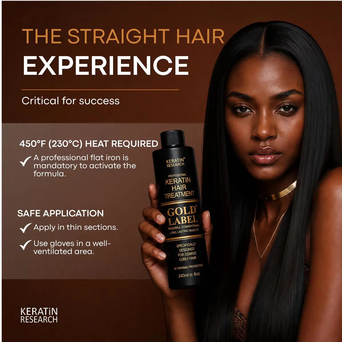 Keratin Research Gold 240ml Hair Care Agent | Hair Straightening & Frizz Control for All Hair Types - view 7