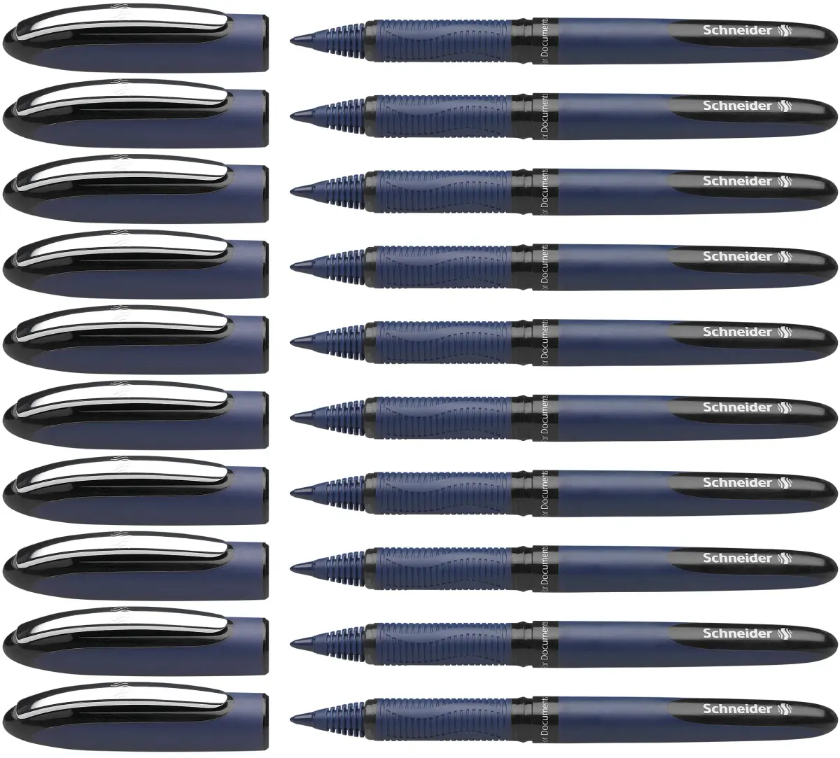 Schneider One Business Rollerball Pen, 0.6 mm Ultra-Smooth Tip, Blue Barrel, Black Ink, Box of 10 Pens | Waterproof & Fade-Resistant - main product image