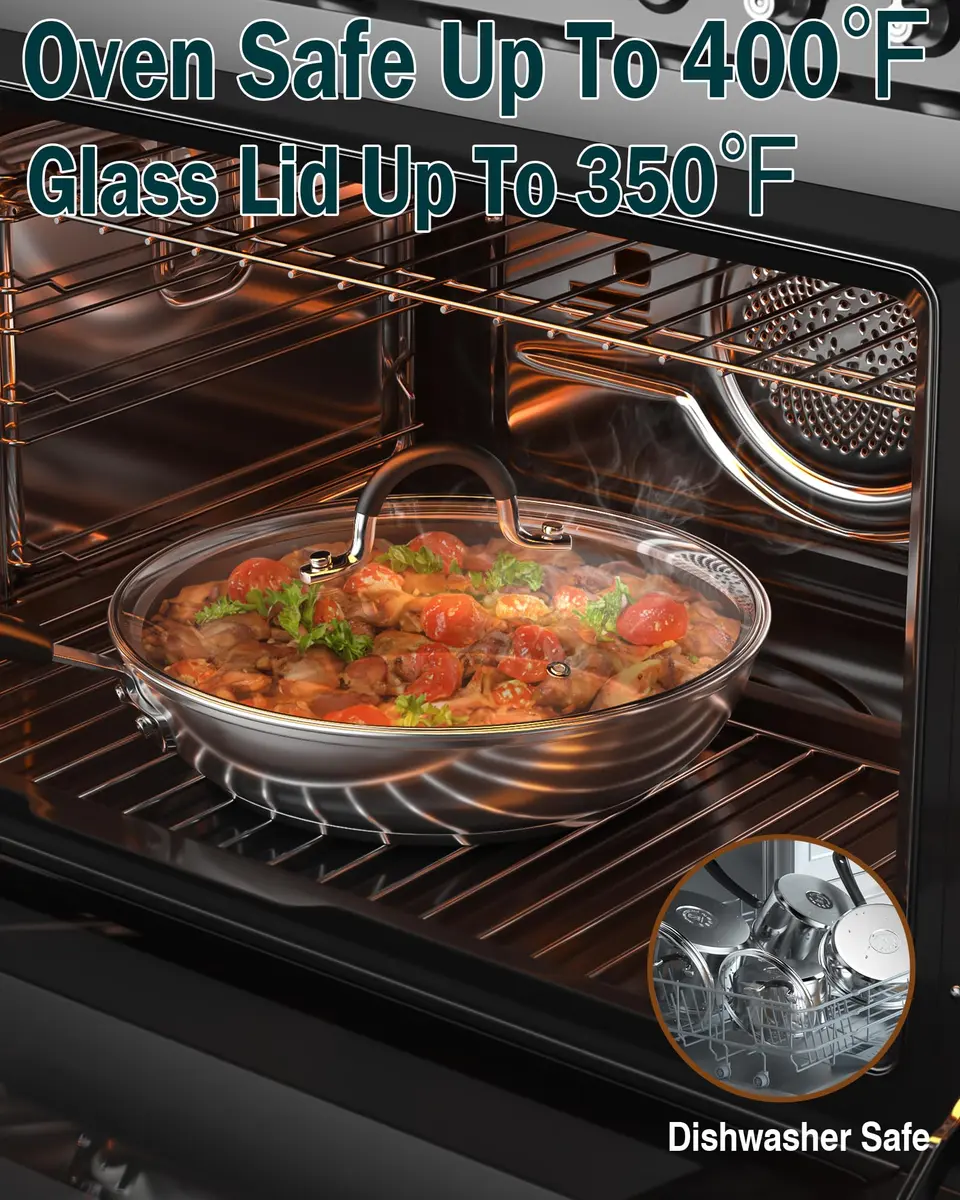 Cook N Home 10-Piece Stainless Steel Cookware Set | Induction Compatible, Oven Safe to 400°F, Dishwasher Safe - view 7