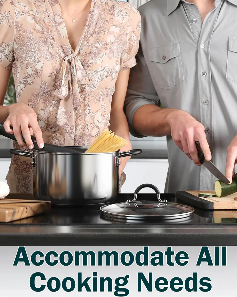 Cook N Home 10-Piece Stainless Steel Cookware Set | Induction Compatible, Oven Safe to 400°F, Dishwasher Safe - view 9