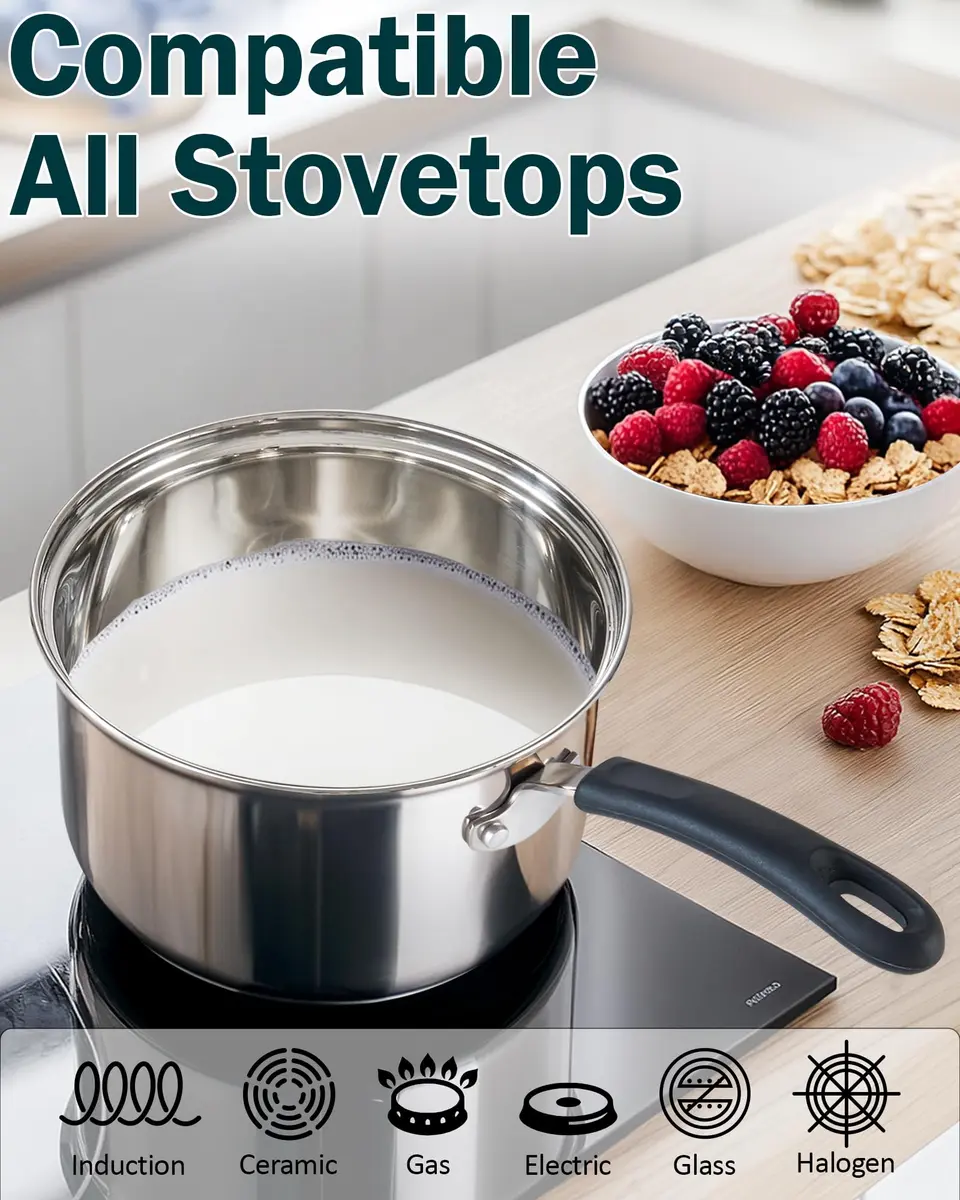 Cook N Home 10-Piece Stainless Steel Cookware Set | Induction Compatible, Oven Safe to 400°F, Dishwasher Safe - view 3