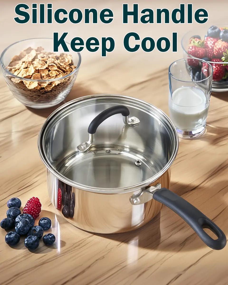 Cook N Home 10-Piece Stainless Steel Cookware Set | Induction Compatible, Oven Safe to 400°F, Dishwasher Safe - view 4