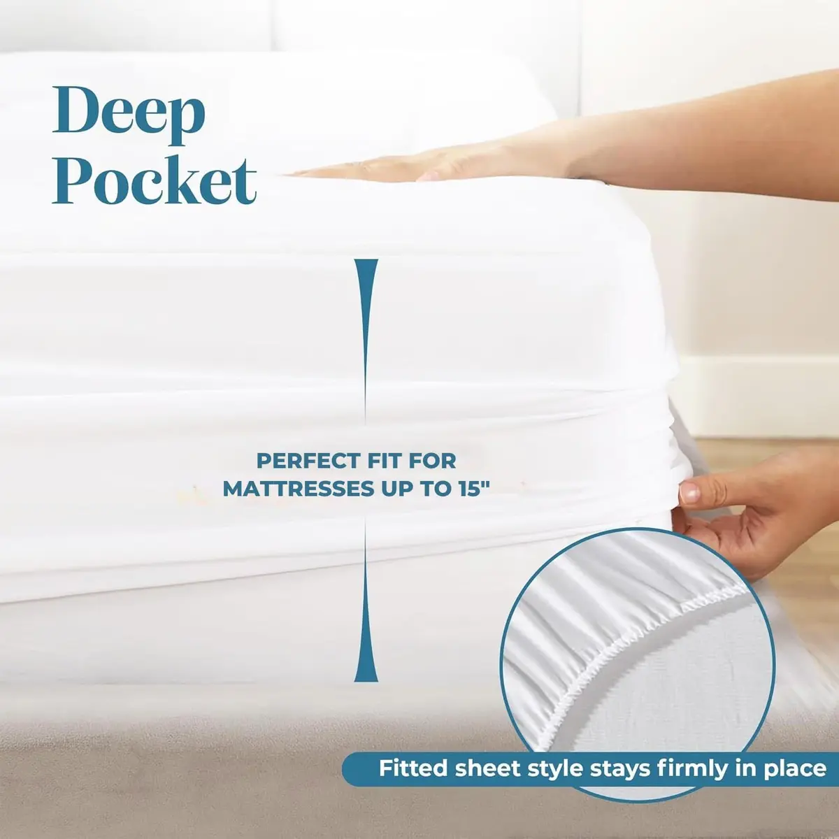 MICROPUFF Fitted Mattress Pad Full XL Size 54" x 80" | Breathable, Stretchable & Easy to Wash - view 3
