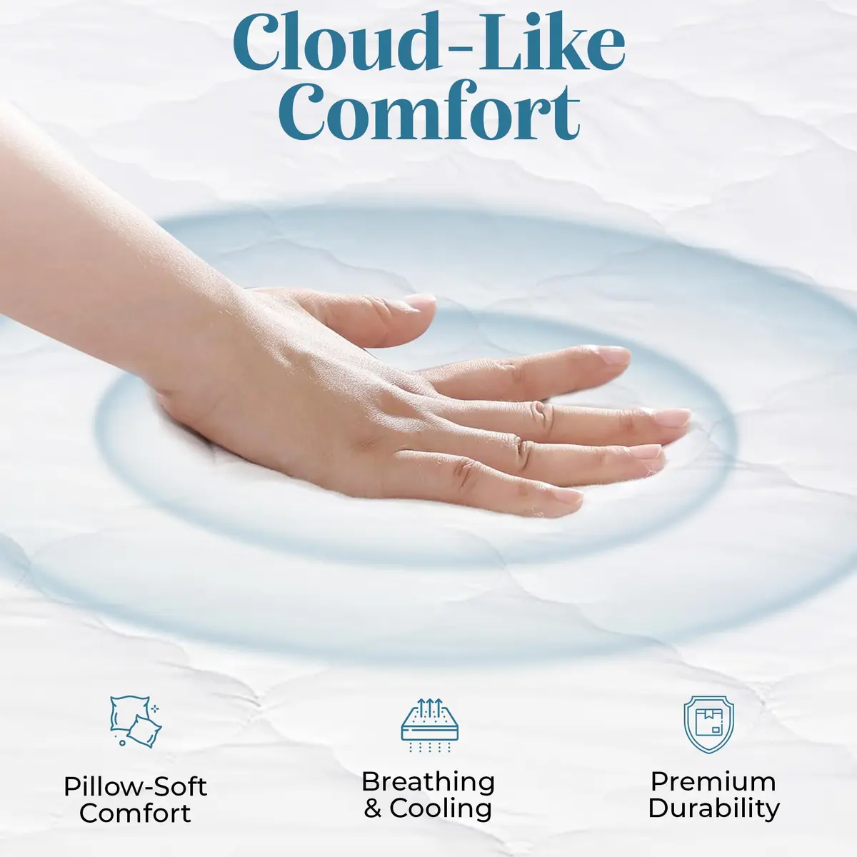 MICROPUFF Fitted Mattress Pad Full XL Size 54" x 80" | Breathable, Stretchable & Easy to Wash - view 4