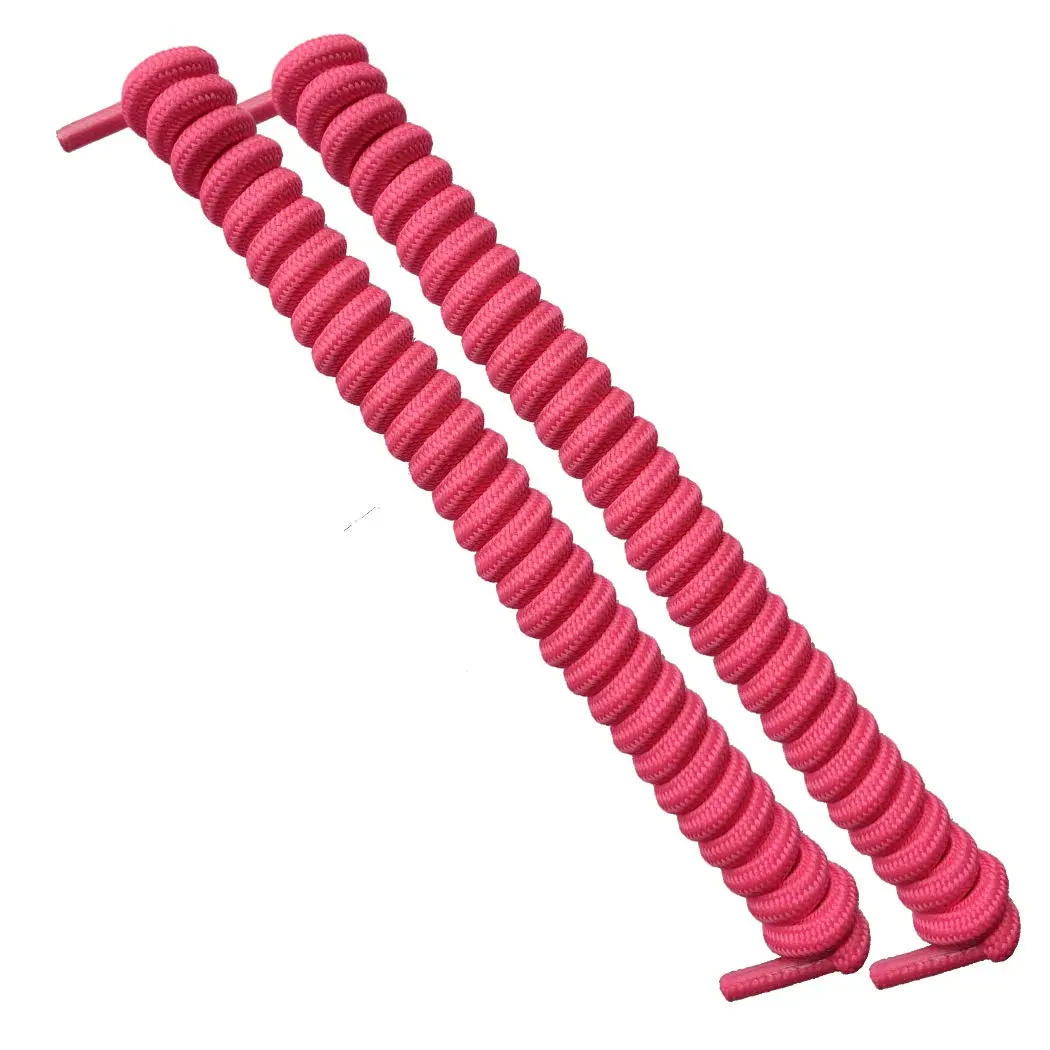 FOOTMATTERS No Tie Shoe Laces for Kids and Adults - Elastic Curly Shoelaces for Sneakers - Pink - 1 Pair | Slip-On Comfort - main product image