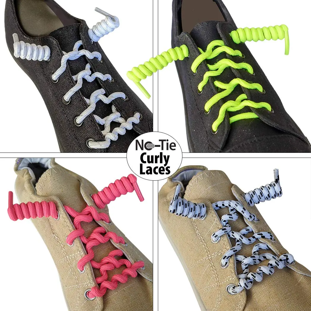 FOOTMATTERS No Tie Shoe Laces for Kids and Adults | Elastic Curly Shoelaces for Sneakers | Black | 1 Pair - view 2