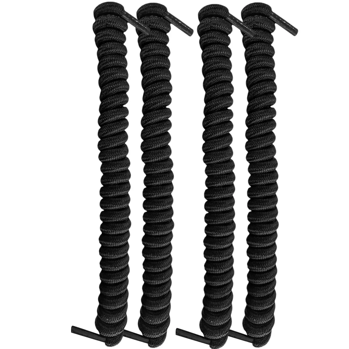 FOOTMATTERS No Tie Shoe Laces for Kids and Adults - Elastic Curly Shoelaces for Sneakers - Black - 2 Pairs - main product image