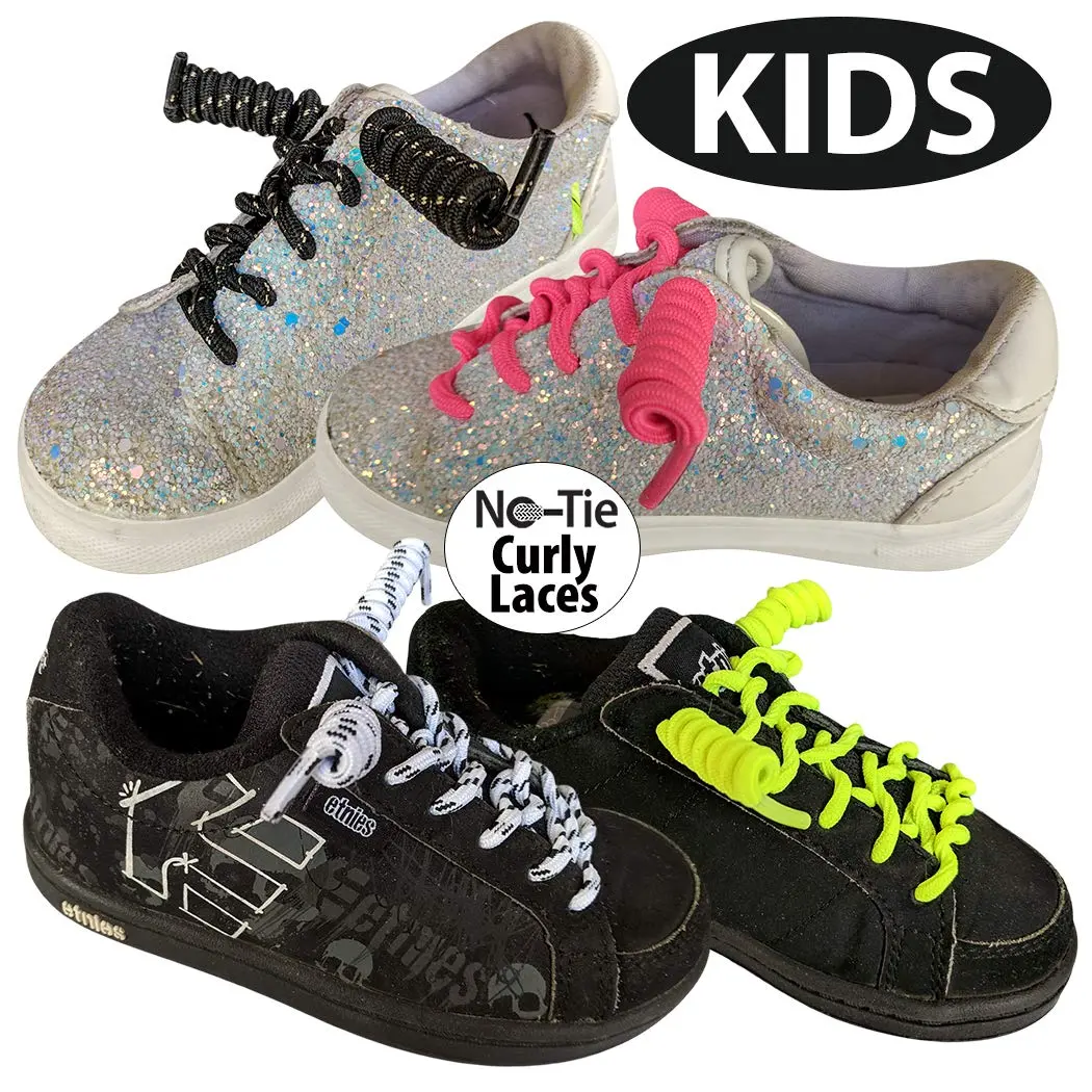 FOOTMATTERS No Tie Shoe Laces for Kids and Adults - Elastic Curly Shoelaces for Sneakers - Black - 2 Pairs - view 3