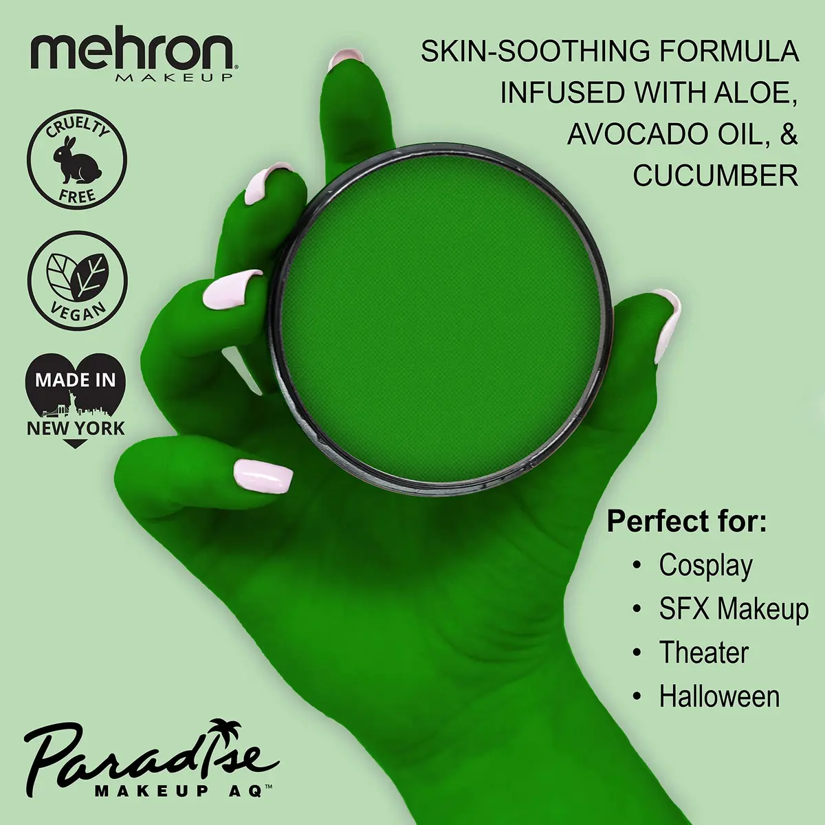 Mehron Makeup Paradise AQ - AMAZON GREEN, Water-Activated Face & Body Paint | Vibrant, Professional-Grade (70-120 chars) - view 3