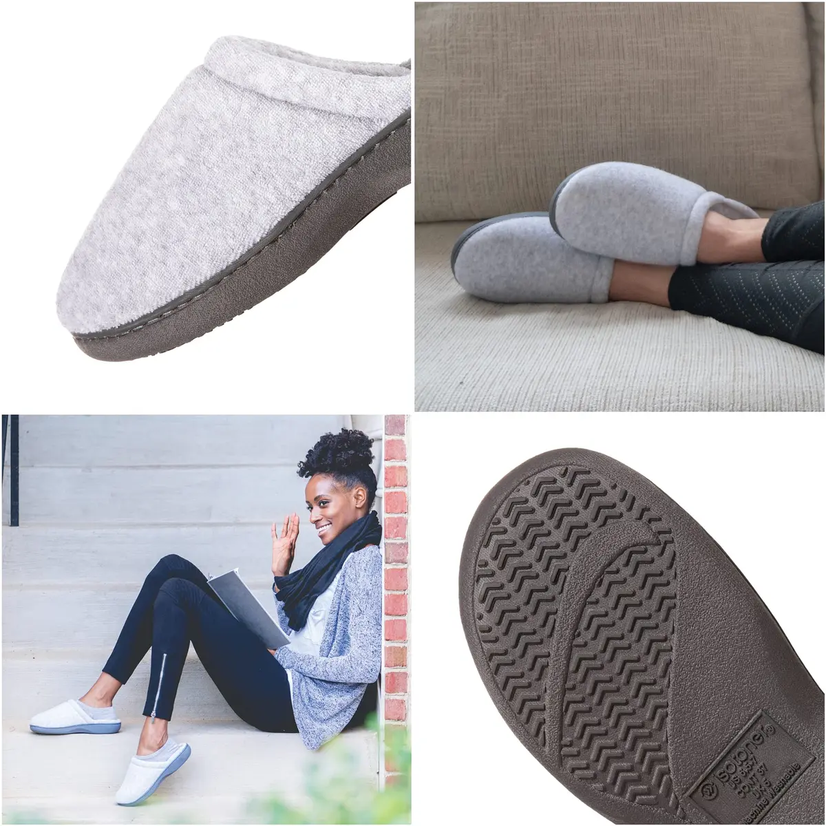 isotoner Women's Indoor/Outdoor Slip-on Secret Sole Clog Slippers Navy 6.5-7 | Memory Foam Comfort & Heal Support - view 2