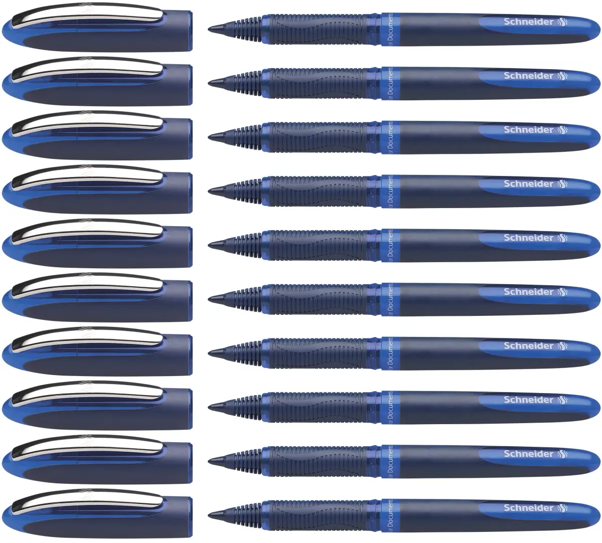 Schneider One Business Rollerball Pen, 0.6 mm Fine Tip, Blue Barrel, Blue Ink, Box of 10 Pens | Waterproof Ink & Smooth Flow - main product image