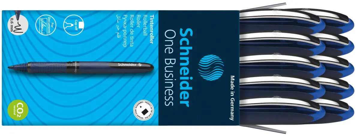 Schneider One Business Rollerball Pen, 0.6 mm Fine Tip, Blue Barrel, Blue Ink, Box of 10 Pens | Waterproof Ink & Smooth Flow - view 5