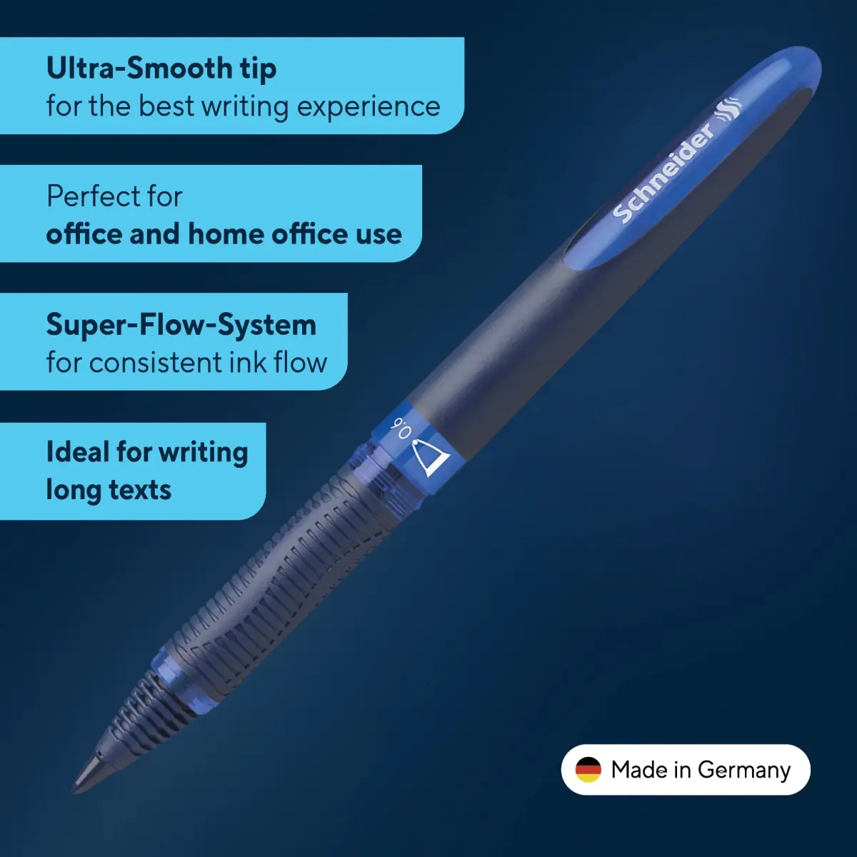 Schneider One Business Rollerball Pen, 0.6 mm Fine Tip, Blue Barrel, Blue Ink, Box of 10 Pens | Waterproof Ink & Smooth Flow - view 2