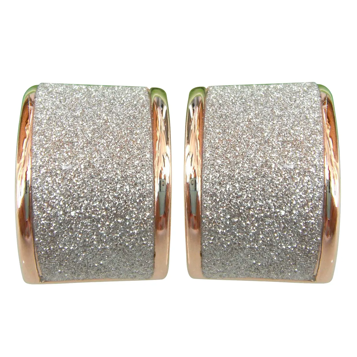 Navachi 18k Gold Plated Square Rainbow Silver Glitter Omega Earrings | Elegant & Durable (70-120 chars) - main product image
