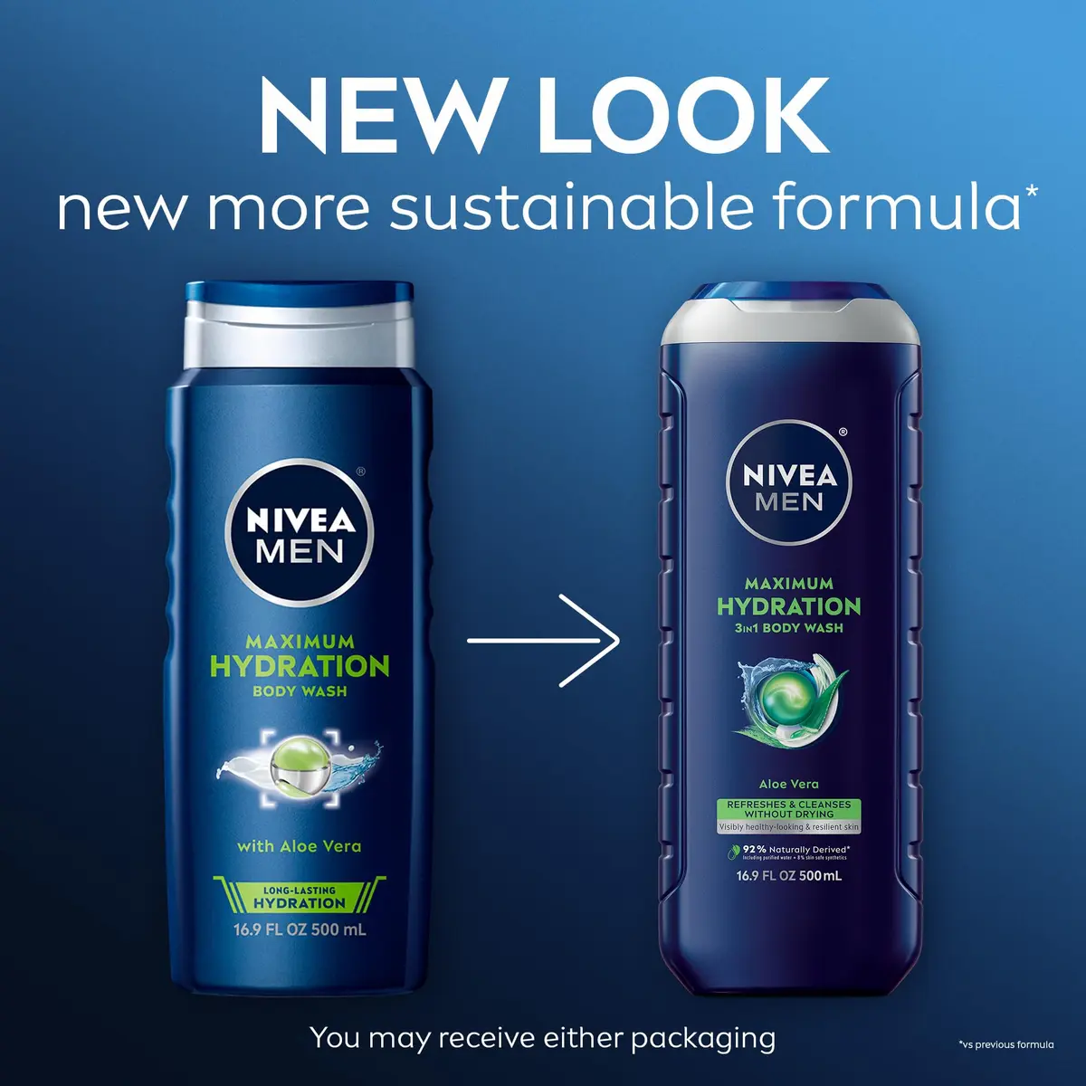 NIVEA MEN Maximum Hydration Body Wash for Dry Skin 16.9 Fl Oz | Aloe Vera Enriched, 3-in-1 Moisturizing Formula - view 2