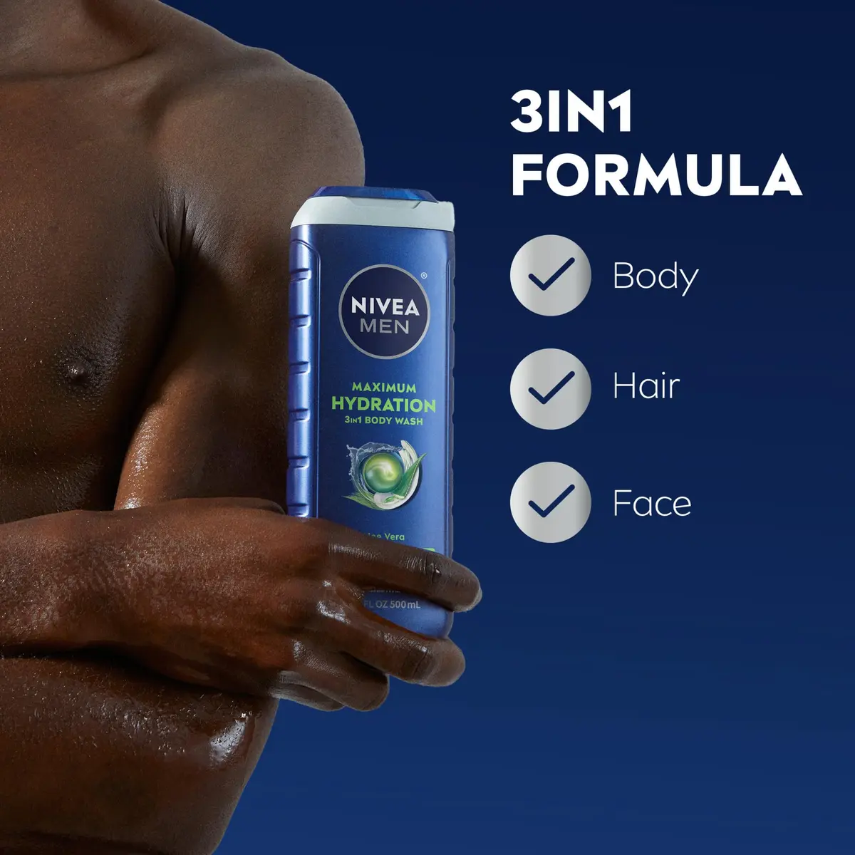 NIVEA MEN Maximum Hydration Body Wash for Dry Skin 16.9 Fl Oz | Aloe Vera Enriched, 3-in-1 Moisturizing Formula - view 3