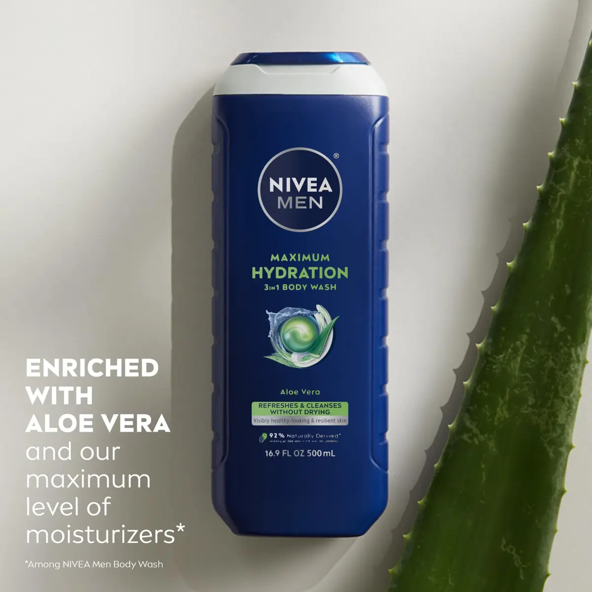 NIVEA MEN Maximum Hydration Body Wash for Dry Skin 16.9 Fl Oz | Aloe Vera Enriched, 3-in-1 Moisturizing Formula - view 4